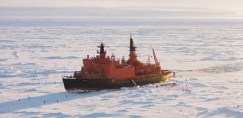 The Geographic South Pole, 90 degrees south.  Photo by Ken Levine